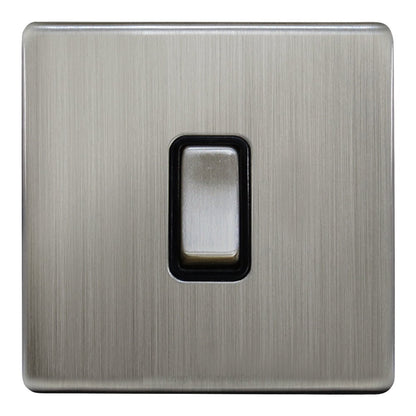 1 Gang Intermediate Single Light Switch Gloss Brush Chrome Screwless Plate - Energy Light Bulbs - Free delivery on all orders