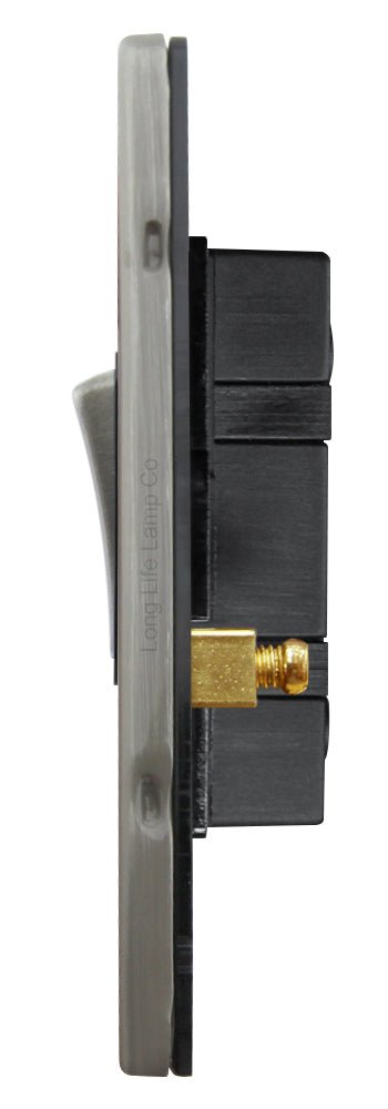 1 Gang Intermediate Single Light Switch Gloss Brush Chrome Screwless Plate - Energy Light Bulbs - Free delivery on all orders