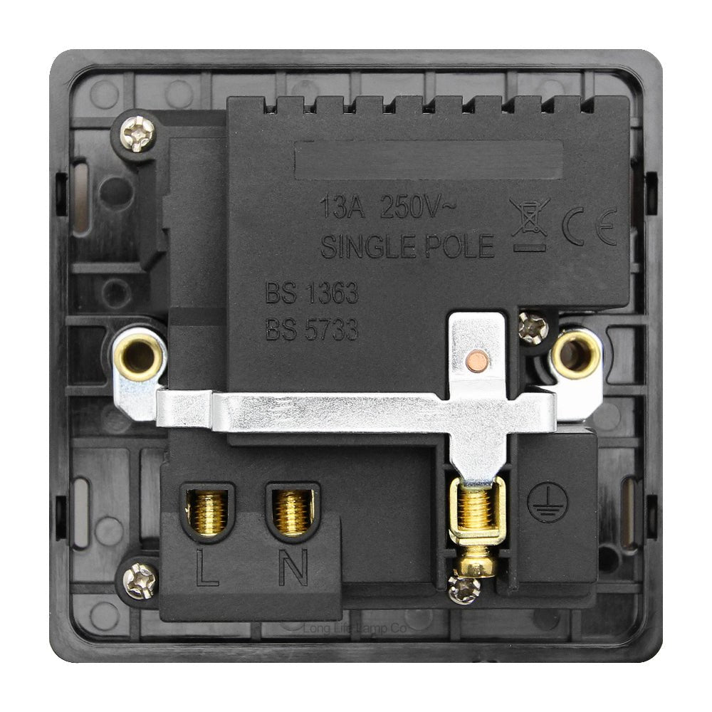 1 Gang USB Switch Socket 13A Twin Port Black Nickel Single Plug Wall Outlet N501GME - Energy Light Bulbs - Free delivery on all orders