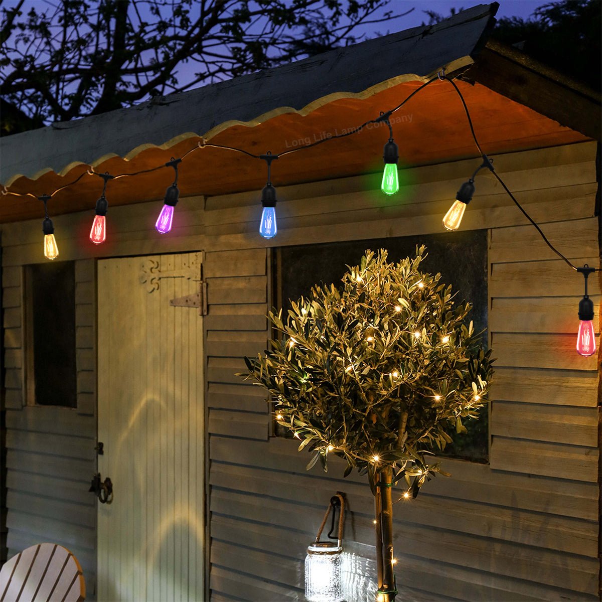 10 Bulb 10M Outdoor LED Festoon String Lights Coloured Vintage Bulbs - Energy Light Bulbs - Free delivery on all orders