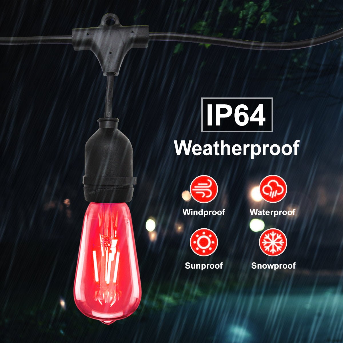 10 Bulb 10M Outdoor LED Festoon String Lights Coloured Vintage Bulbs - Energy Light Bulbs - Free delivery on all orders