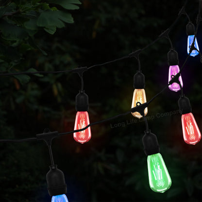 10 Bulb 10M Outdoor LED Festoon String Lights Coloured Vintage Bulbs - Energy Light Bulbs - Free delivery on all orders