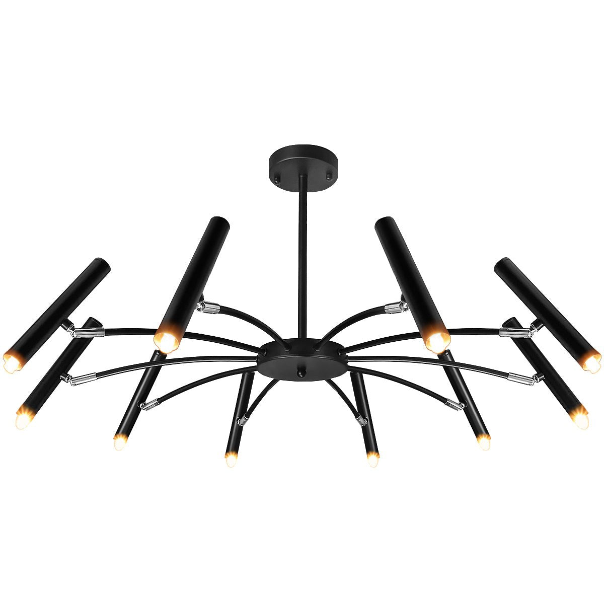 10 Lamp Ceiling Black Cluster Sputnik Pendant Light Adjustable Beam Angle With G9 - Energy Light Bulbs - Free delivery on all orders