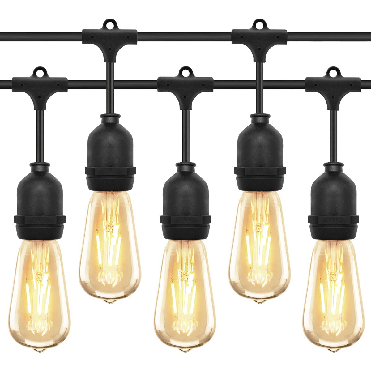 10 metre Outdoor String Light Bulb Holders 10 Lamp Weatherproof Festoon Light Fittings - Energy Light Bulbs - Free delivery on all orders