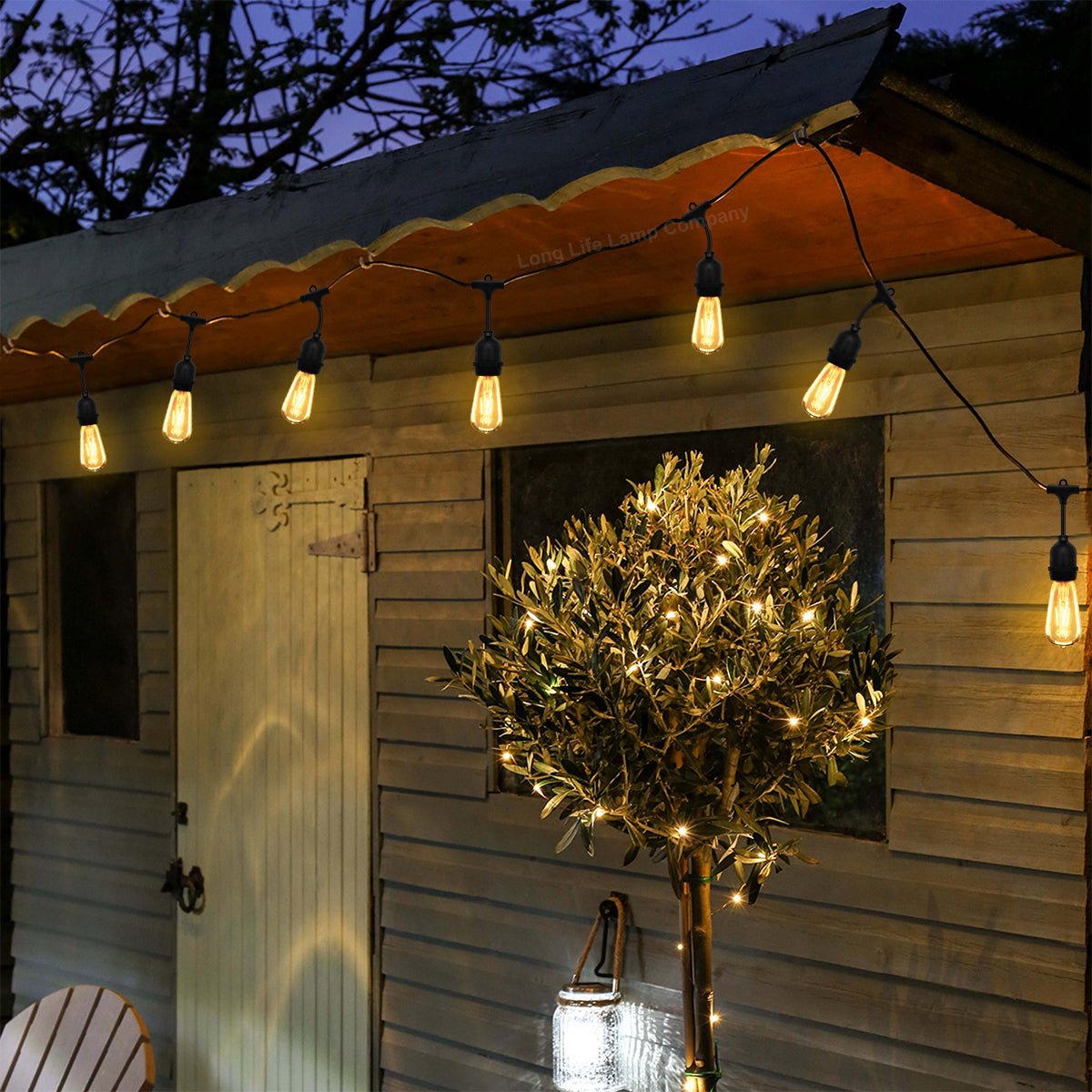 10 metre Outdoor String Light Bulb Holders 10 Lamp Weatherproof Festoon Light Fittings - Energy Light Bulbs - Free delivery on all orders