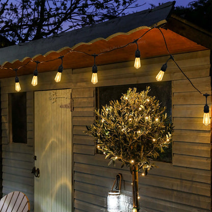 10 metre Outdoor String Light Bulb Holders 20 Lamp Weatherproof Festoon Light Fittings - Energy Light Bulbs - Free delivery on all orders