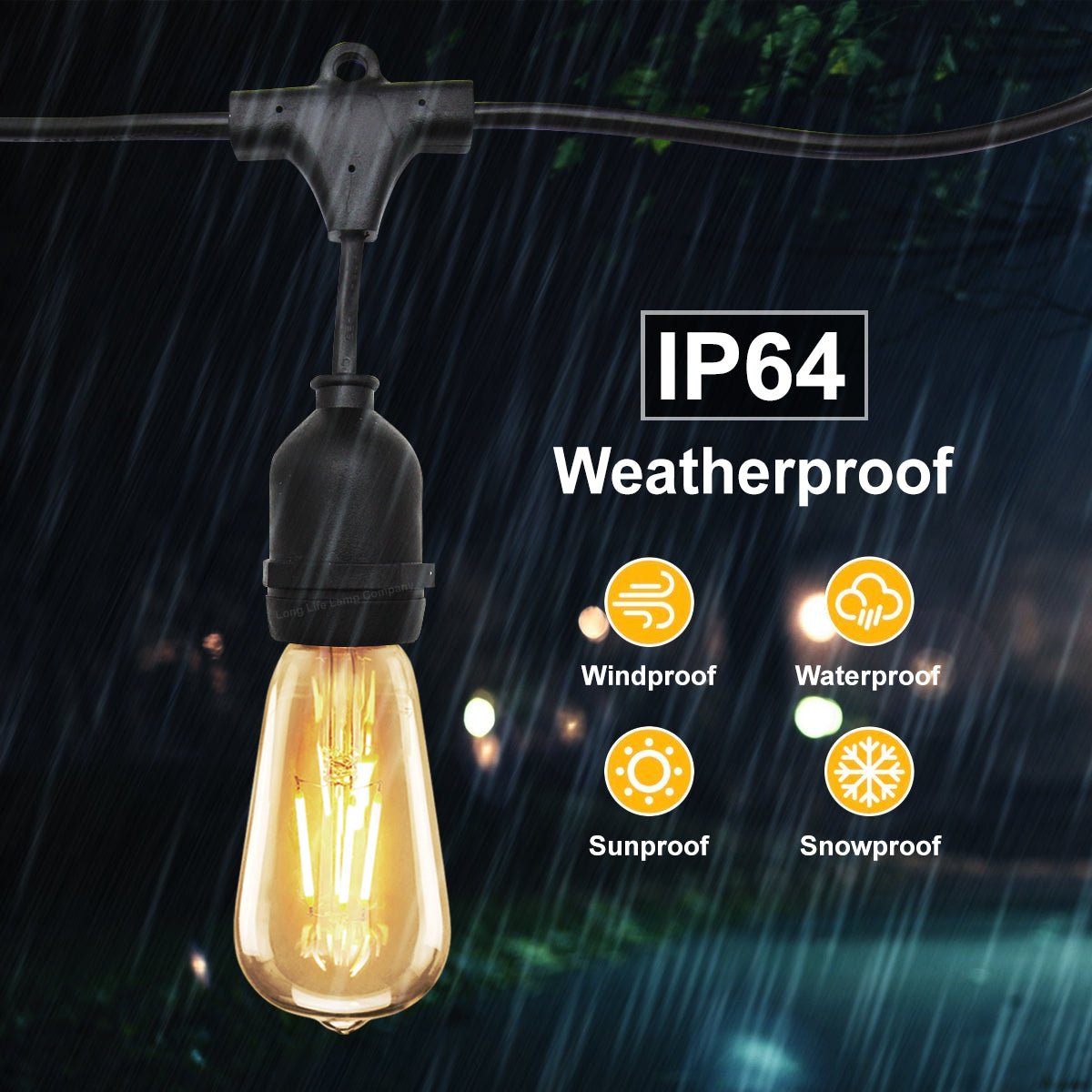 10 metre Outdoor String Light Bulb Holders 20 Lamp Weatherproof Festoon Light Fittings - Energy Light Bulbs - Free delivery on all orders