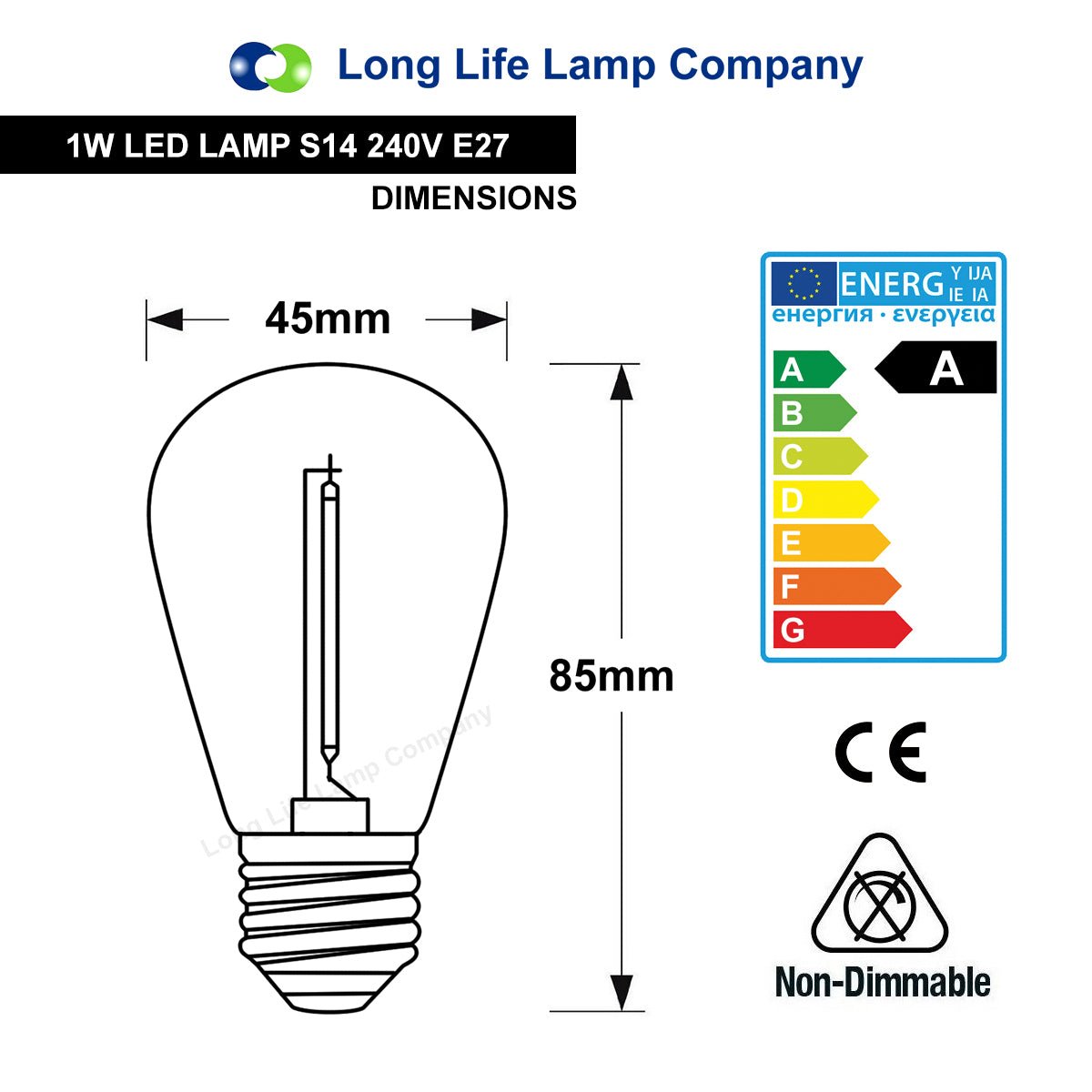 10 Pack 1w LED Coloured Lights Bulbs Edison Screw E27 Vintage Filament Decorative Festoon Lamps - Energy Light Bulbs - Free delivery on all orders