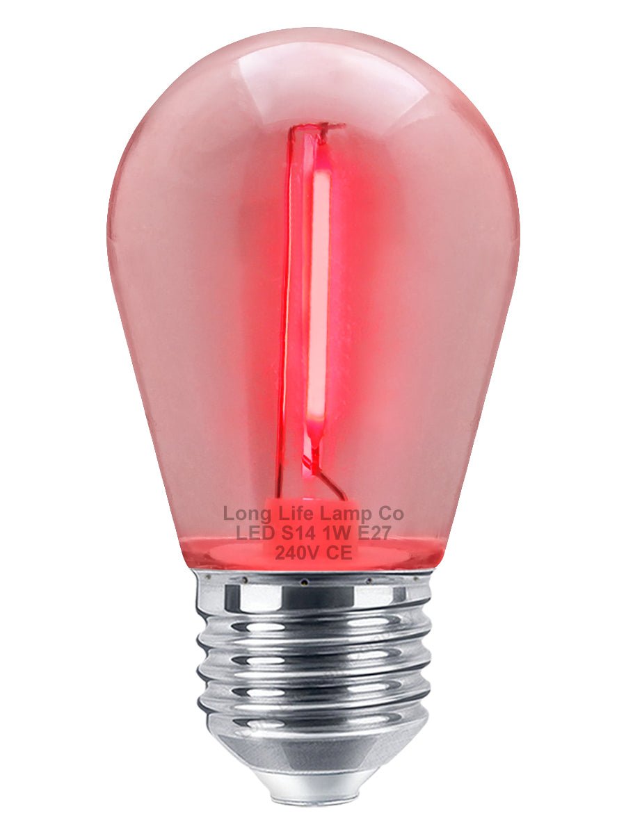 10 Pack 1w LED Coloured Lights Bulbs Edison Screw E27 Vintage Filament Decorative Festoon Lamps - Energy Light Bulbs - Free delivery on all orders