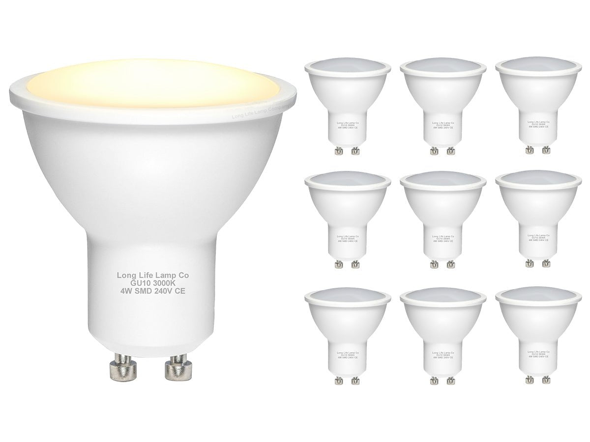 10 Pack 4w LED GU10 High Brightness Warm White - Free delivery on all orders