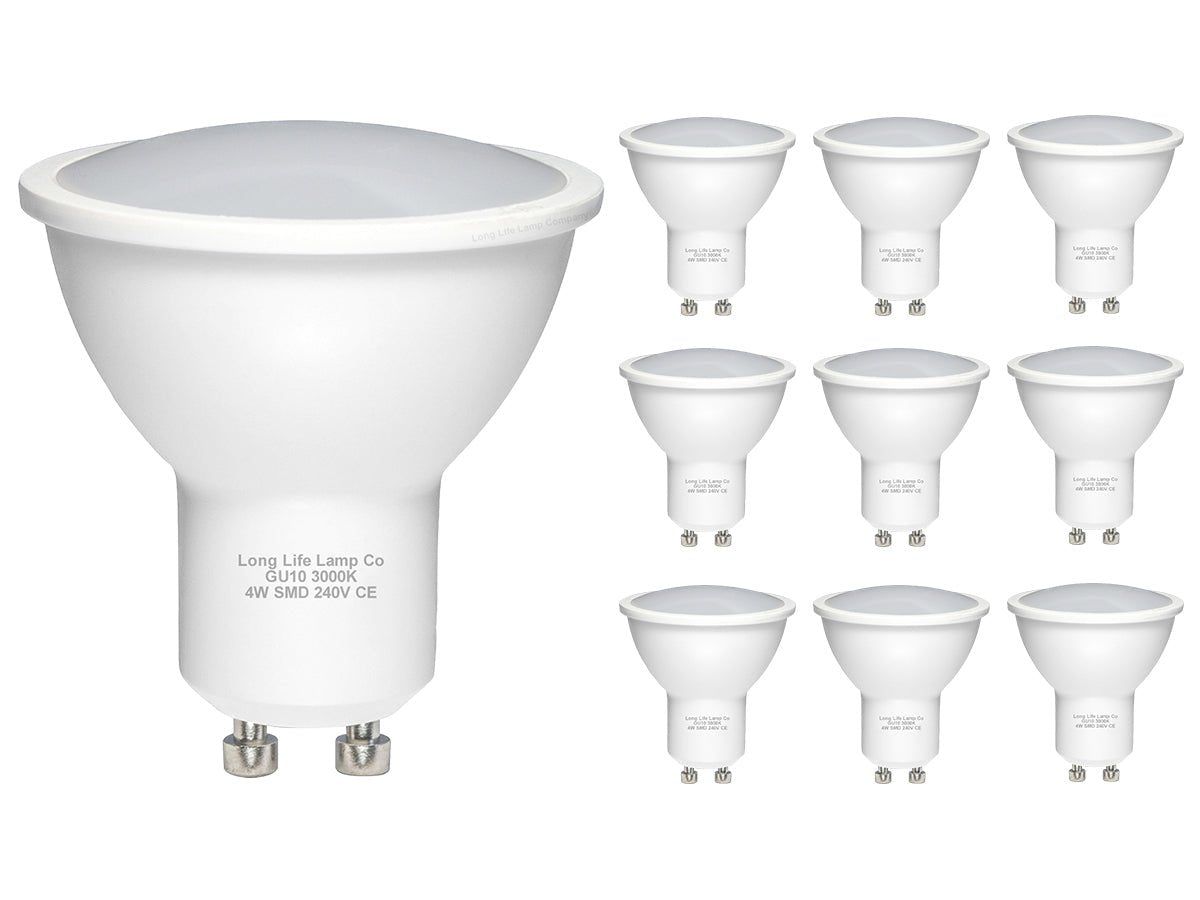 10 Pack 4w LED GU10 High Brightness Warm White - Free delivery on all orders