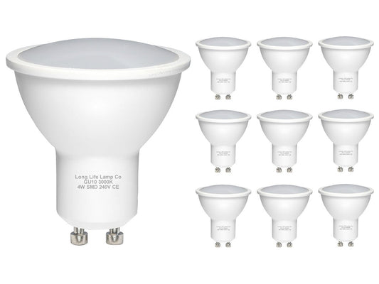 10 Pack 4w LED GU10 High Brightness Warm White - Free delivery on all orders