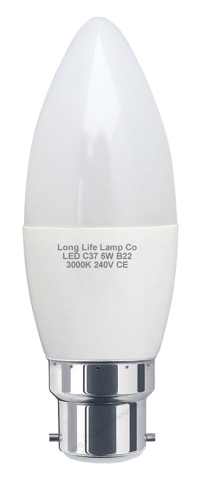 10 PACK 5W Energy Saving C37 LED Candle Light Bulb 3000K B22 - Energy Light Bulbs - Free delivery on all orders