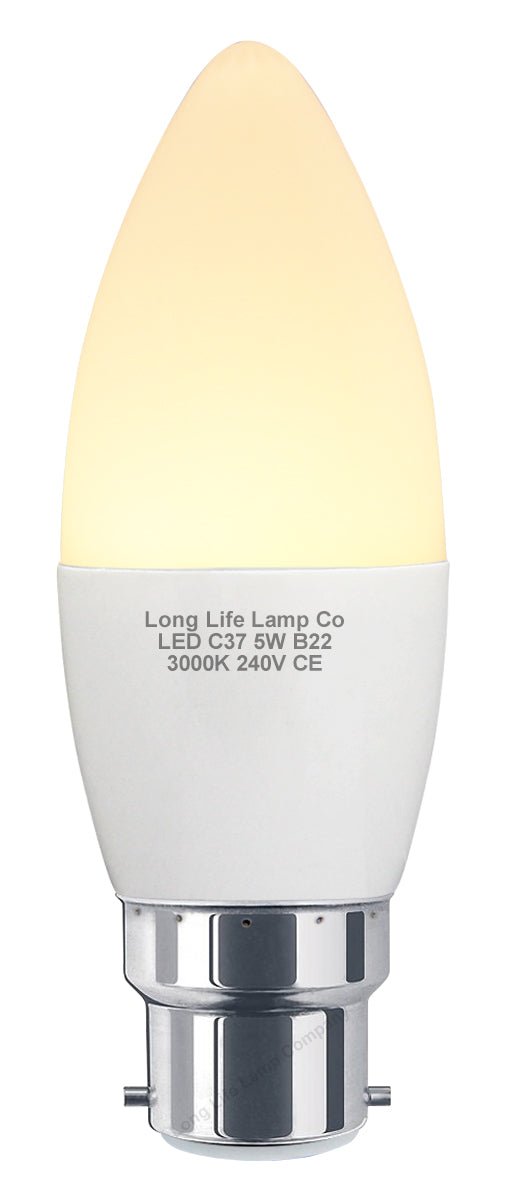 10 PACK 5W Energy Saving C37 LED Candle Light Bulb 3000K B22 - Energy Light Bulbs - Free delivery on all orders