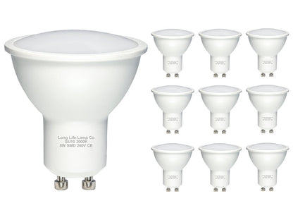10 Pack 5w SMD LED GU10 High Brightness Warm White 3000K - Energy Light Bulbs - Free delivery on all orders