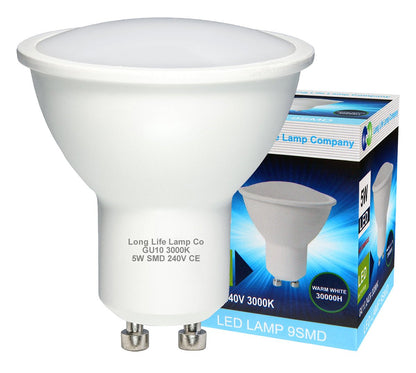 10 Pack 5w SMD LED GU10 High Brightness Warm White 3000K - Energy Light Bulbs - Free delivery on all orders