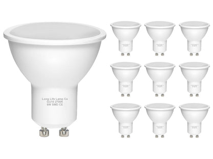 10 Pack 6w SMD LED GU10 50w Brightness Warm White - Energy Light Bulbs - Free delivery on all orders