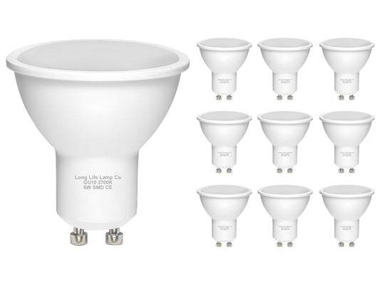 10 Pack 6w SMD LED GU10 50w Brightness Warm White - Energy Light Bulbs - Free delivery on all orders