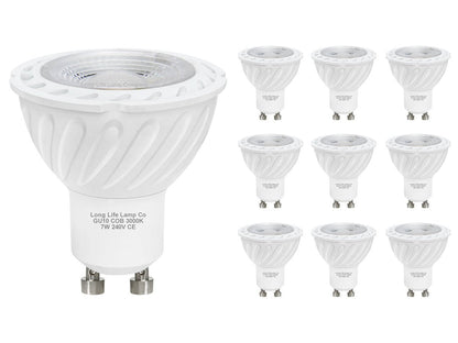 10 Pack 7w COB LED GU10 Replacement 65w Halogen Warm White - Energy Light Bulbs - Free delivery on all orders
