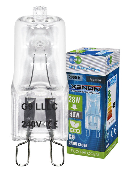 10 X G9 ECO 28W=40W Clear Halogen Light Bulbs 240V - Energy Light Bulbs - Free delivery on all orders