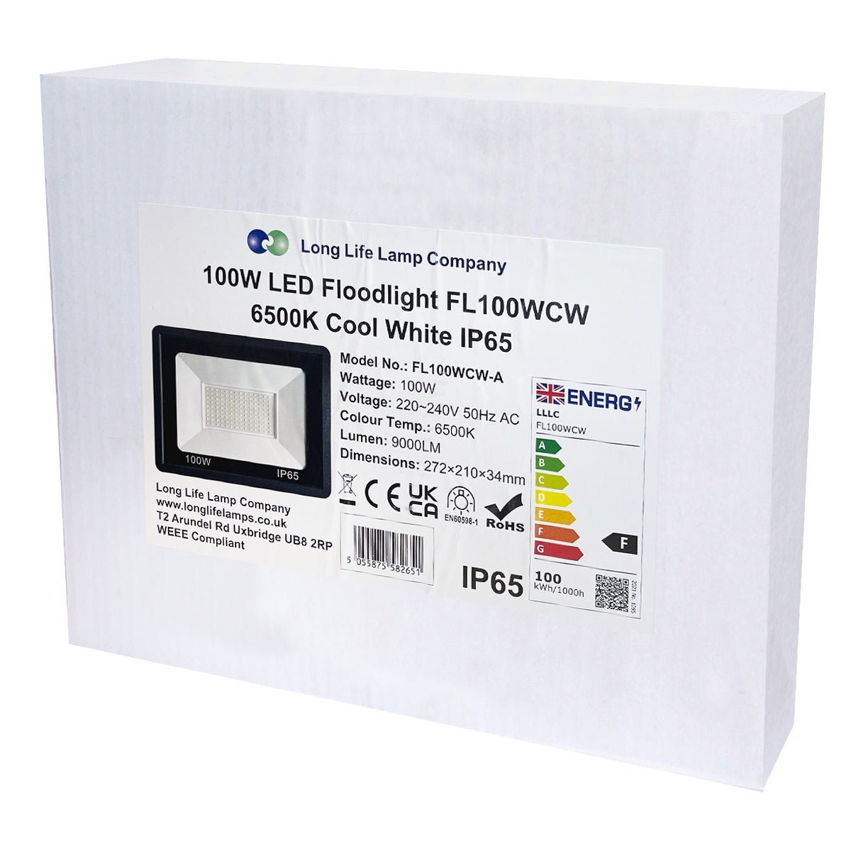 100w LED Flood Light Cool White 6500k IP65 Outdoor Use Waterproof - Energy Light Bulbs - Free delivery on all orders