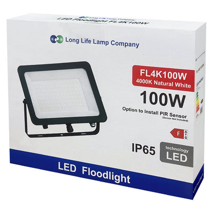 100W LED Floodlight 4000K IP65 | Optional PIR FL4K100W - Free delivery on all orders