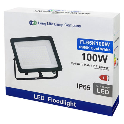 100W LED Floodlight 6500K IP65 | Optional PIR FL65K100W - Free delivery on all orders
