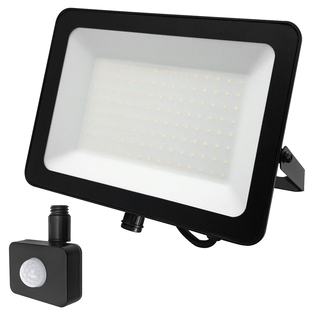 100W LED Floodlight Black Cool White 6500K with Detachable PIR Sensor - Energy Light Bulbs - Free delivery on all orders
