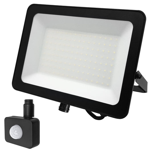 100W LED Floodlight Black Cool White 6500K with Detachable PIR Sensor - Energy Light Bulbs - Free delivery on all orders