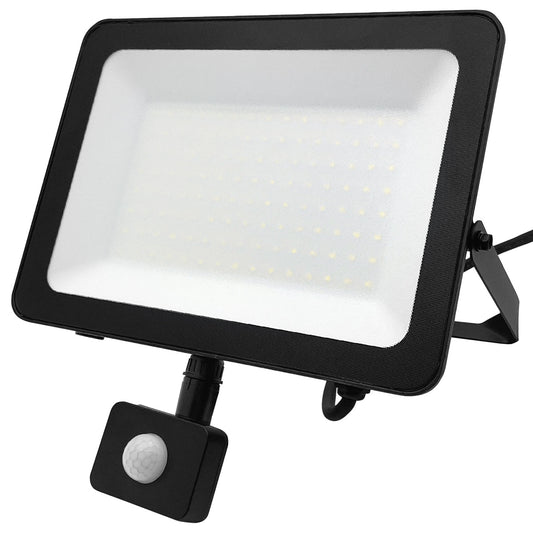 100W LED Floodlight Black Cool White 6500K with Detachable PIR Sensor - Energy Light Bulbs - Free delivery on all orders