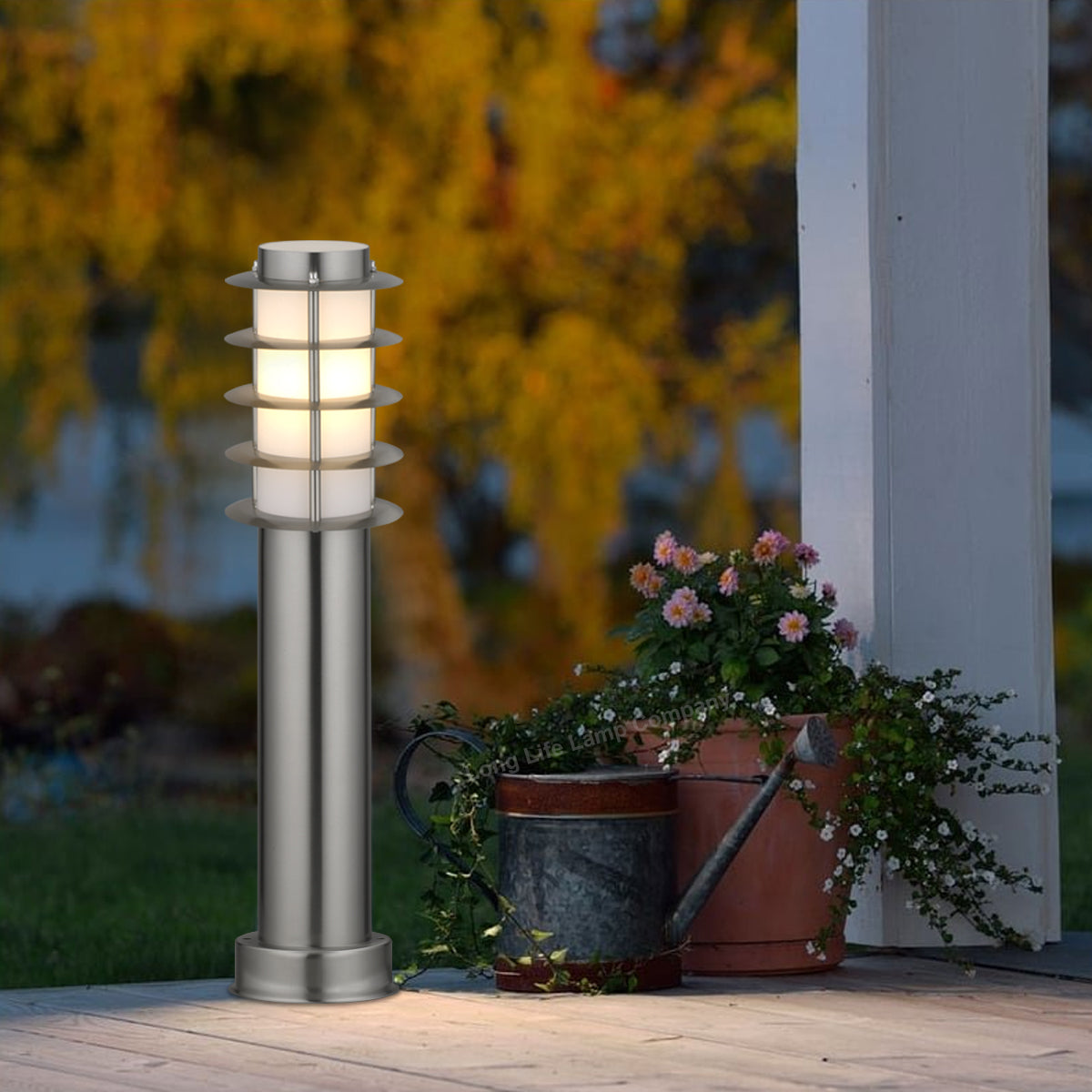 Modern Outdoor Bollard Light Stainless Steel Opaque Diffuser - Energy Light Bulbs - Free delivery on all orders