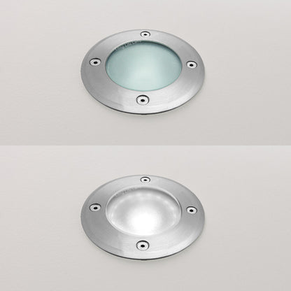 10w Outdoor Ground Walkover Light Round Cool White Brushed Chrome GL01CW