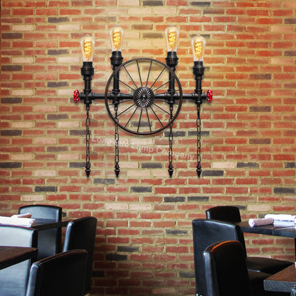 Steampunk Nautical Wheel Wall Light E27 4x60W