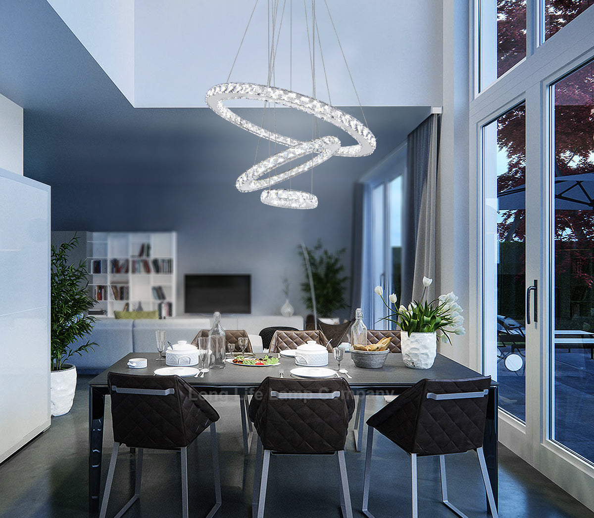 Modern Round Chandelier LED Ring Pendant Ceiling Light Cool White M0172