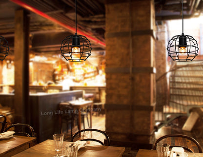 Wire Cage Globe Black Metal Pendant Light - Free delivery on all orders