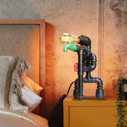 Vintage Industrial Water Pipe Table Lamp M0189P with 4W ST58