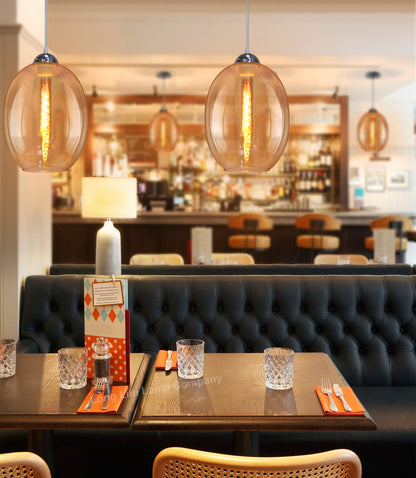Modern Vintage Oval Glass Ceiling Pendant Light M0196 - Free delivery on all orders