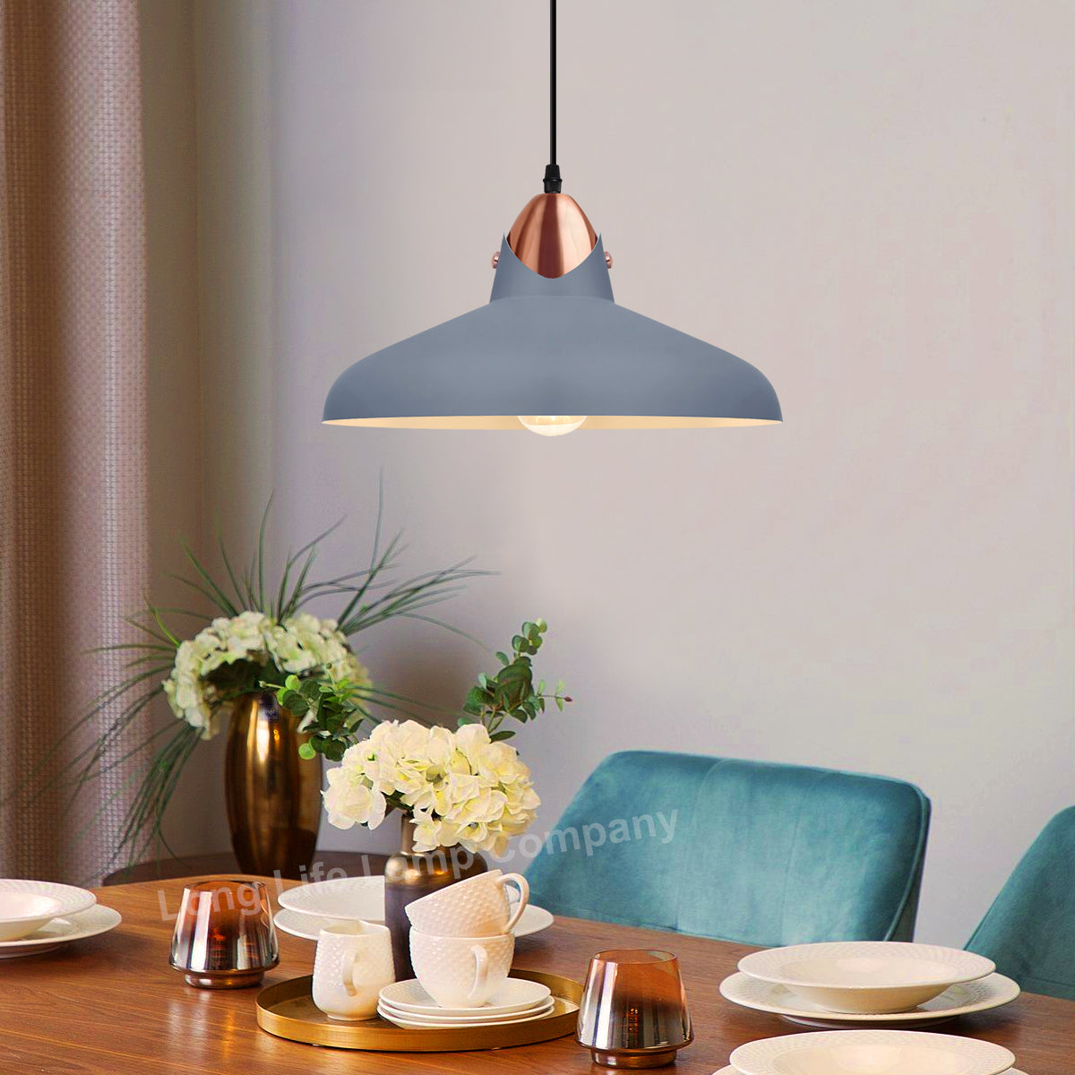 Retro Vintage Industrial Grey Metal Ceiling Pendant Light M0210