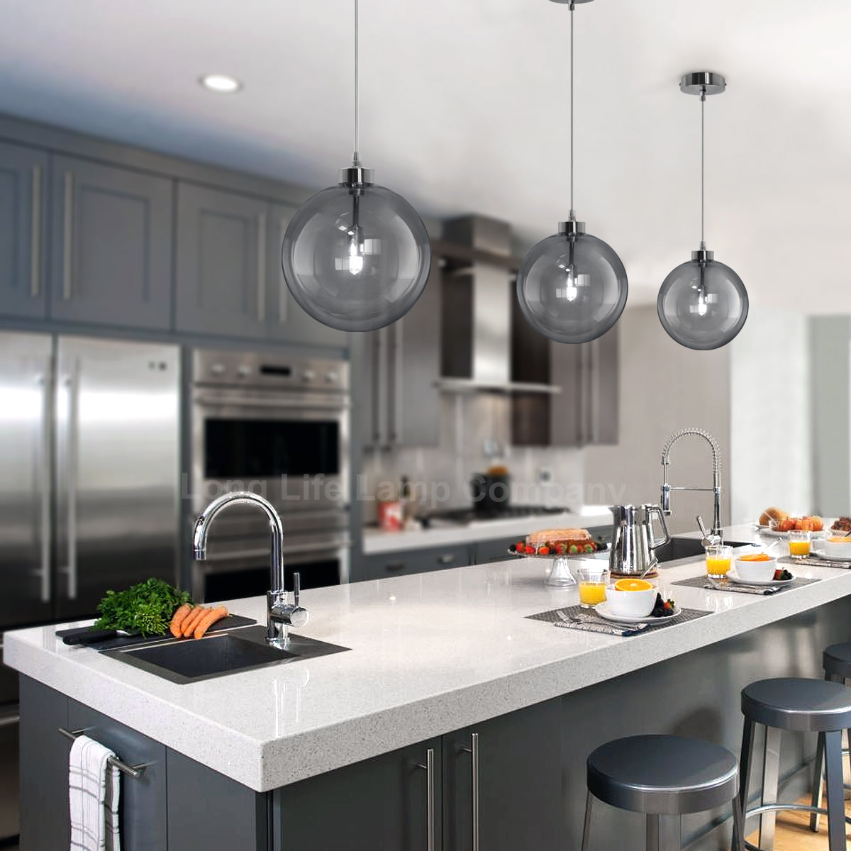 Modern Vintage Ceiling Smoked Grey Globe Pendant Light - Free delivery on all orders