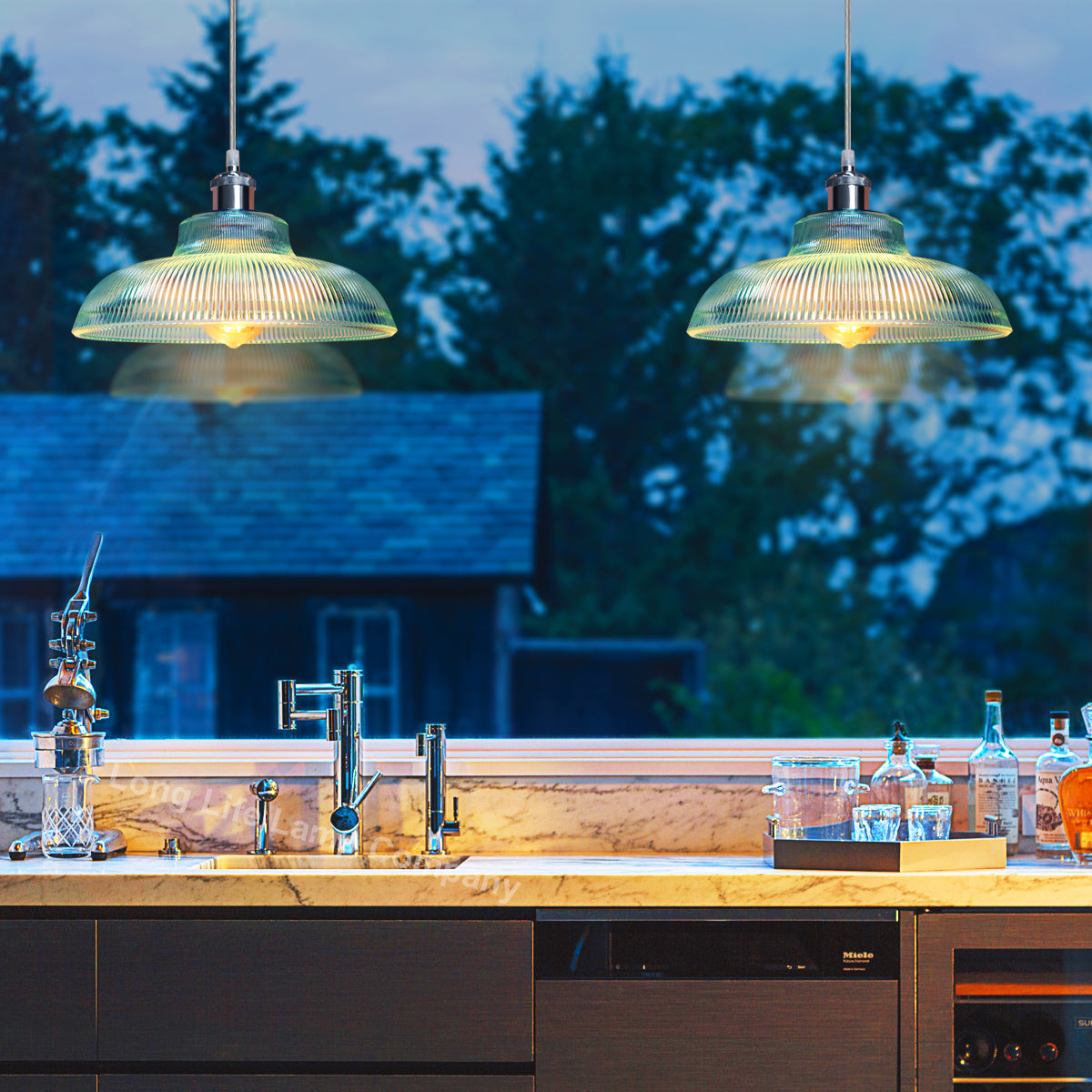 Retro Vintage Blue Glass Ceiling Pendant Light M0216