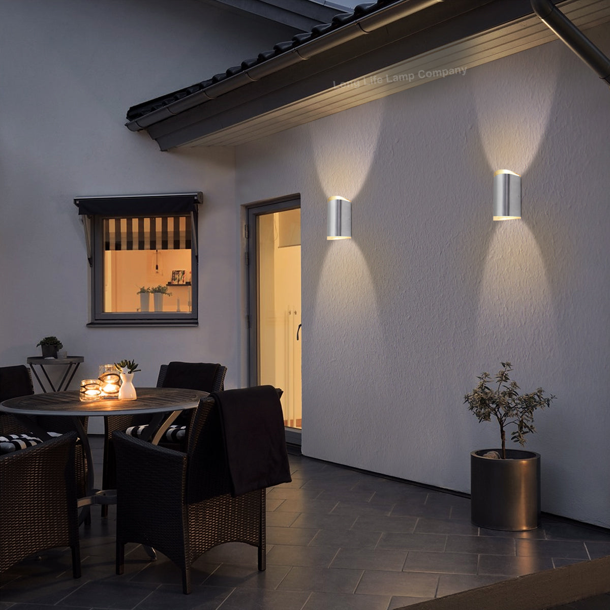 6W LED Outdoor Double Wall Light Warm White Stainless Steel IP54 - Free delivery on all orders