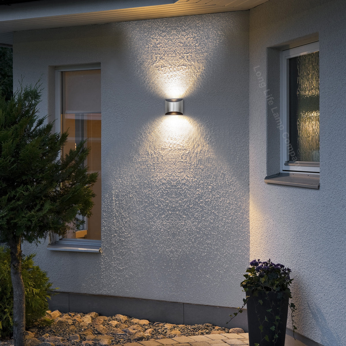 8W LED Outdoor Wall Light Warm White Stainless Steel IP54