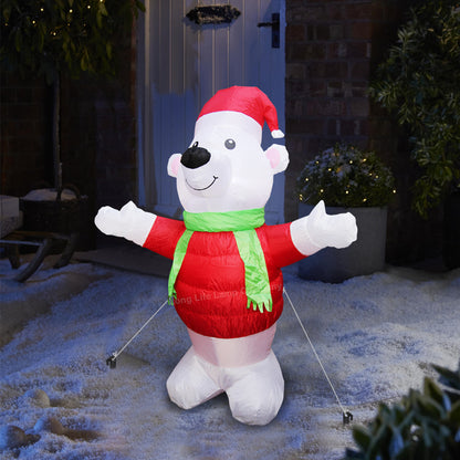 4ft LED Outdoor Inflatable Polar Bear Illuminated Plug In - Free delivery on all orders