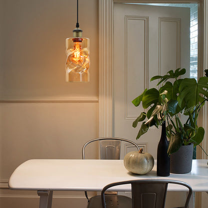 Vintage Gold Twisted Cylinder Glass Ceiling Pendant Lamp - Free delivery on all orders