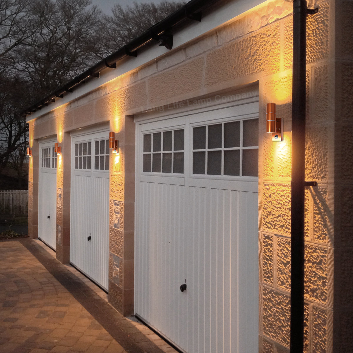 PIR Copper Outdoor Wall Light GU10 2x35W IP44 Motion Sensor - Free delivery on all orders