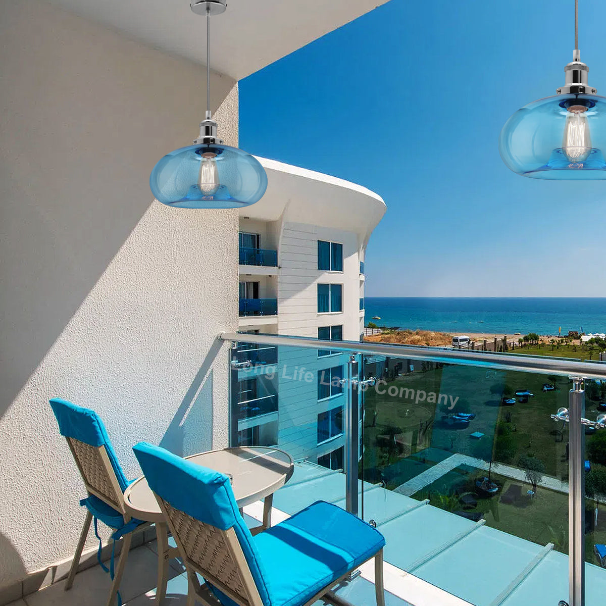 Modern Vintage Blue Glass Dome Ceiling Pendant Lamp M0237