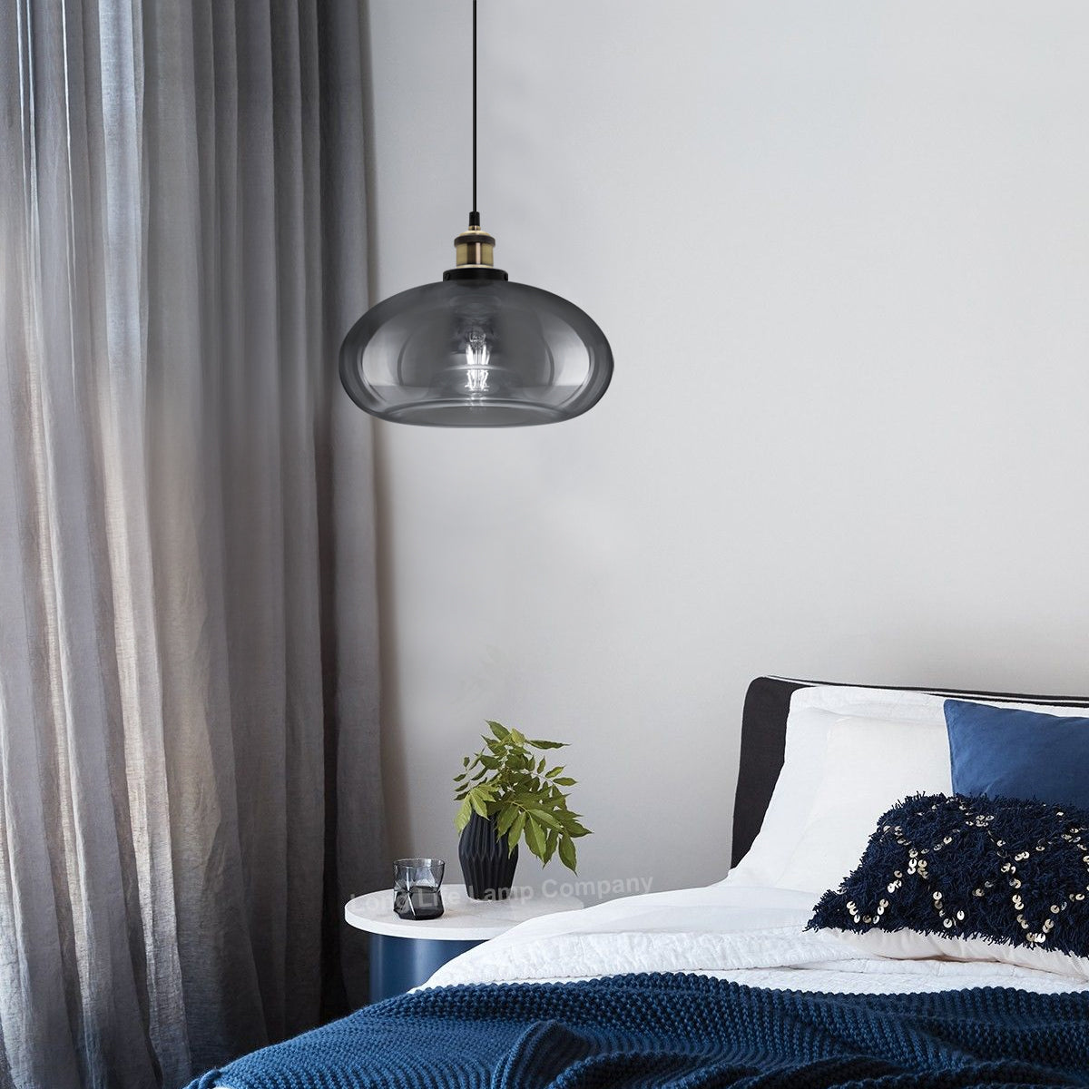 Modern Vintage Smoked Grey Glass Ceiling Pendant Light M0198