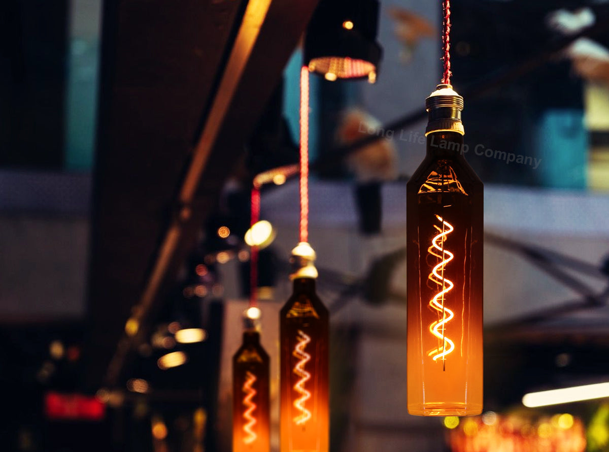 4W LED Decorative Light Bulb Whisky Bottle Yellow Gradient Glass E27 Spiral Filament  YELWHISKY