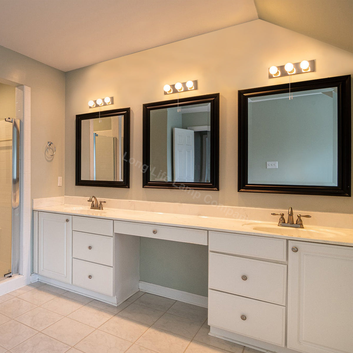 Opaque 3 Mini Globe Bathroom Mirror Light with Pull Cord IP44