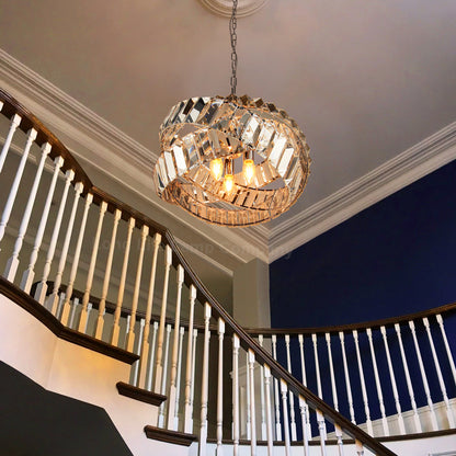 Modern Ceiling Crystal Chandelier Pendant Light Chrome Fixture Glass 3 Rings H3064